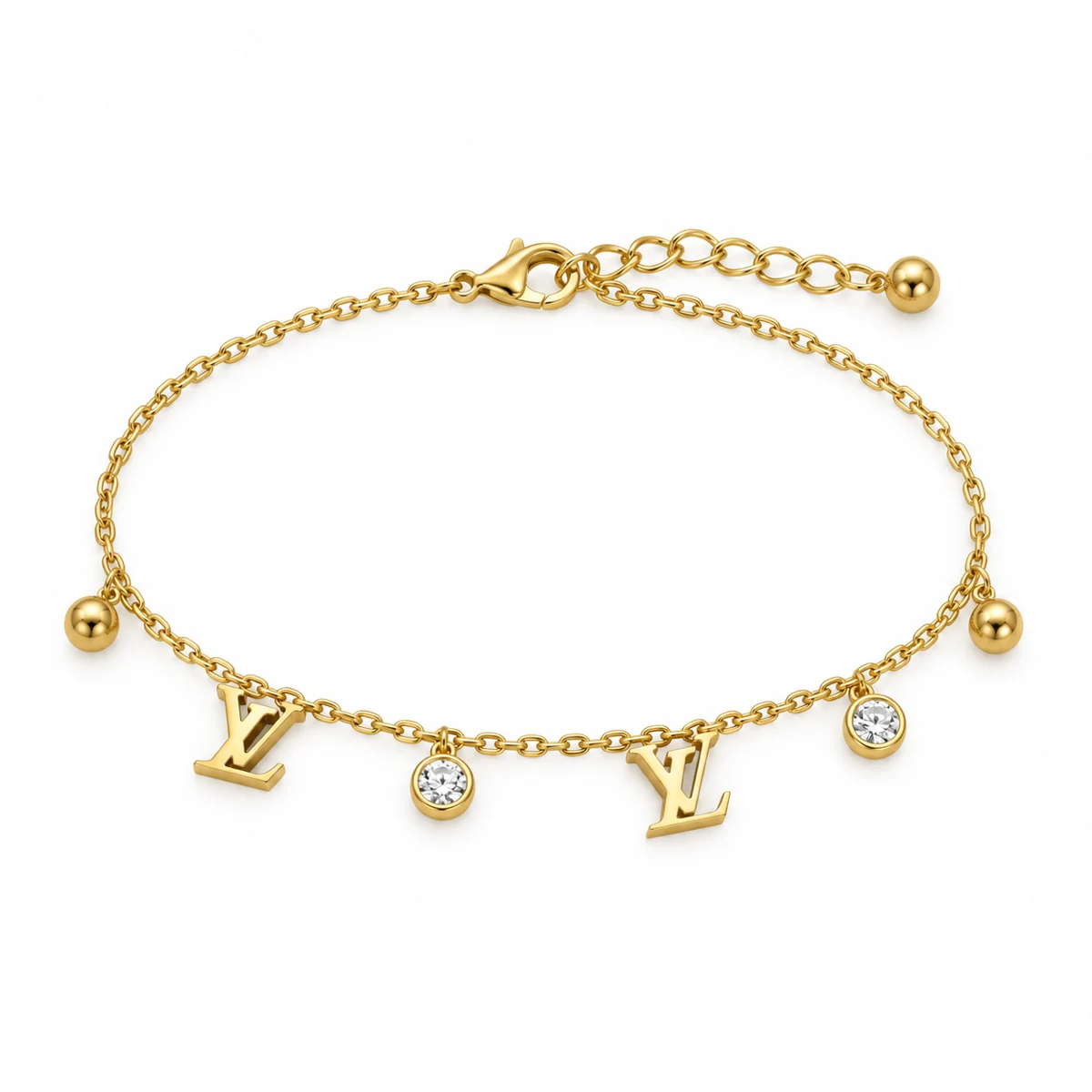 Gold Letter Charm Bracelet