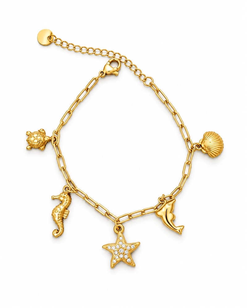 Gold Ocean Charm Bracelet