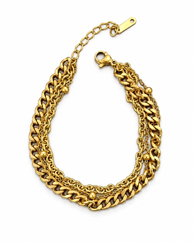 Gold Triple Layered Chain Bracelet